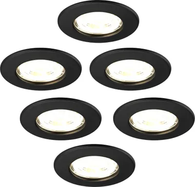 Produktbild von Ledvion 6er set LED Einbaustrahler Schwarz 5W Warmweiss wasserdicht IP65