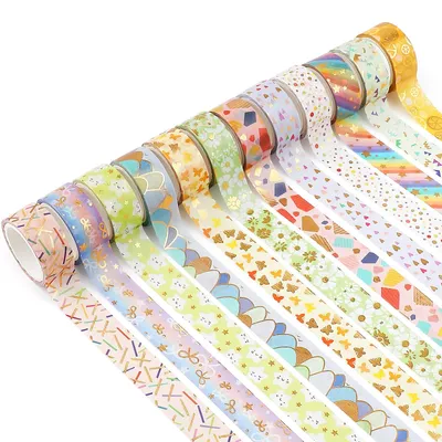 Washi Tape 12 Rollen 15 mm x 3 m bunt mit Blumenmuster
