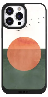 Produktbild von NIVOCASE Handyhülle für Apple iPhone 13 Pro Max  Hülle NIVOpure Case Schwarz Sonnenschein Sonnenuntergang Vogel