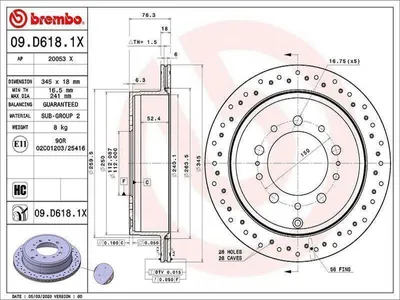 Immagine prodotto di Disco freno BREMBO 09.D618.1X
