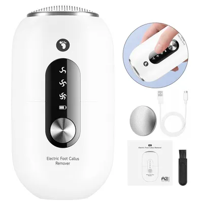 Produktbild von Elektrischer Hornhautentferner, 360° Edelstahlkopf, 3 Geschwindigkeiten, wasserdicht, leise, 750mAh Akku, tragbar, gründliche Fußpflege