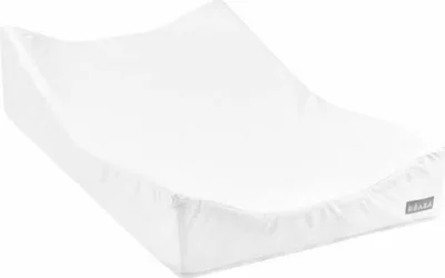 A white baby changing mat with a slightly raised edge.