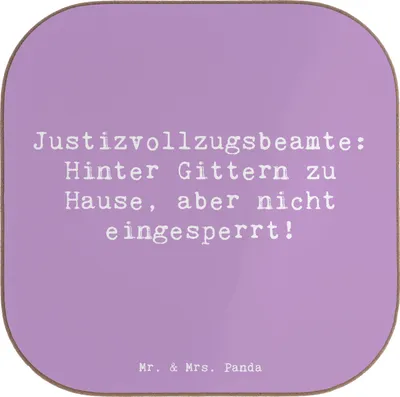 Produktbild von Mr. & Mrs. Panda Getränkeuntersetzer Spruch Justizvollzugsbeamte Freiheit - Lavendeltraum - Geschenk, Beruf, Resozialisierung, Untersetzer Gläser, für, Geschenke mit Herz