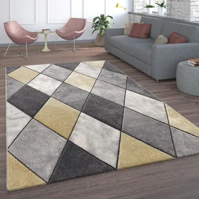 Image de Tapis de salon à poils courts, couleurs pastel, rose et jaune, disponibles en différentes couleurs et tailles. Dimensions : 60 x 110 cm.