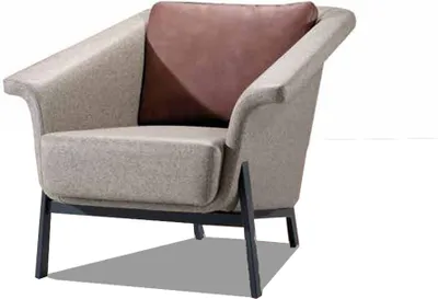 Produktbild von Grauer Einsitzer Designer Fernsehsessel Wohnzimmer Ledersessel 1-Sitzer