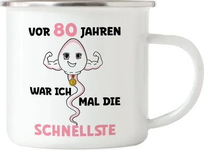 Produktbild von Vor 80 Jahren War Ich Mal Die Schnellste Emaille Tasse 80. Geburtstag Feier Party Geburtstagstorte Birthday Dances