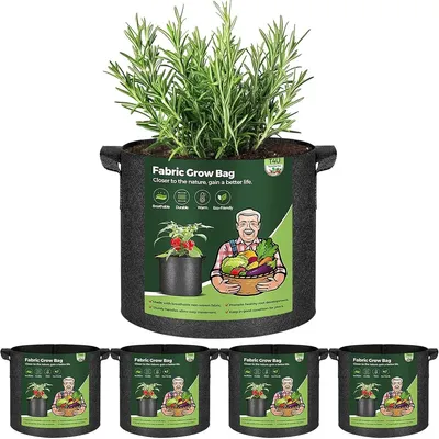 Image de Sac de culture légumes - Set de 5 - 19 litres - Noir - Avec poignées