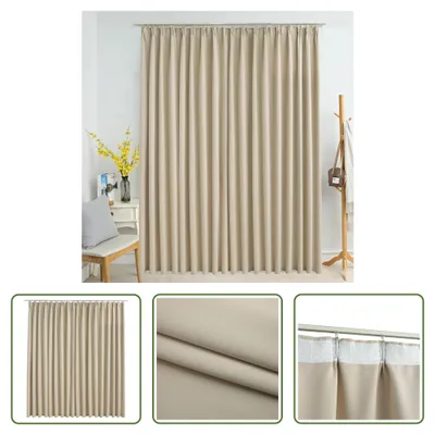 Image de The Living Store Rideau occultant avec crochets Beige 290 x 245 cm