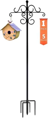 Productafbeelding van Vogelvoederpaal - Voederstation Tuin - Vogels Voeren - Verstelbaar Roestvrij - 193 cm Hoog
