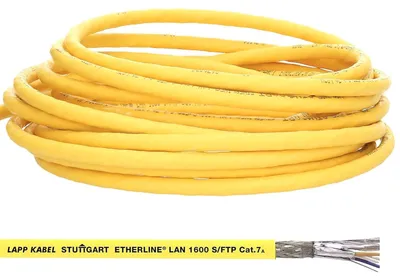 Imagen del producto de Cable Lapp Etherline Lan Cat.7A S/FTP de 10 metros, referencia 2170976, cable de datos LSZH (sin halógenos) de 4x2xAWG22, hasta 1600 MHz