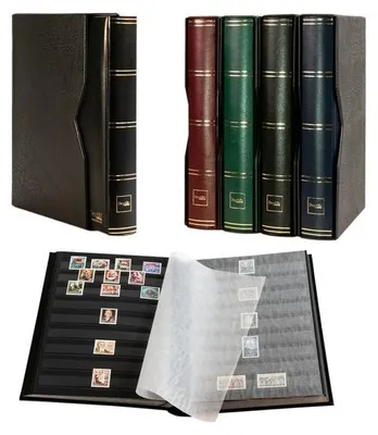 Produktbild von Prophila Collection 64 Schwarze Seiten Briefmarkenalbum wattiert mit Kassette schwarz