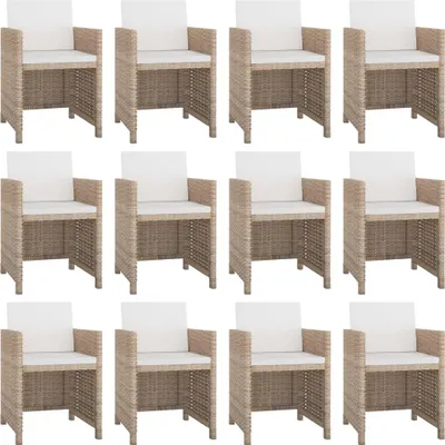 Produktbild von vidaXL 13-tlg. Garten-Essgruppe mit Auflagen Poly Rattan Beige