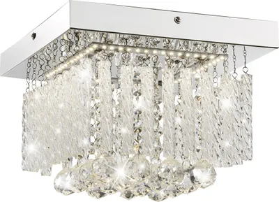 Produktbild von LED Deckenlampe, Chrom, Glasstäbe, Kristalle, quadratisch