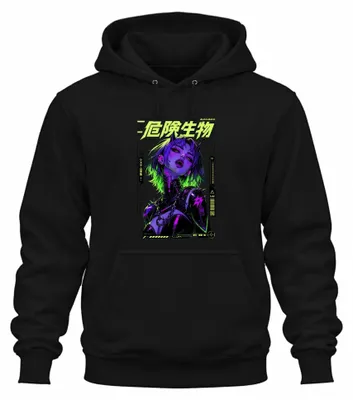 Produktbild von Hazardous Organism Cyberpunk Anime Japan Y2K Techwear Hoodie Kapuzenpullover, Schwarz, M