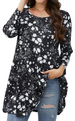 Imagen del producto de Blusa tipo tunica para mujer, con mangas de 3/4 y estampado floral