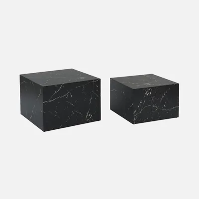 Produktbild von sweeek - 2er-Set quadratische Couchtische mit Marmorlook - Schwarz