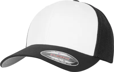 Produktbild von Flexfit by Yupoong Erwachsene Uni Farbfront Mesh Trucker Kappe RW7651 (S/M) (Schwarz/Weiß)