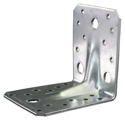 Produktbild von GAH Winkelverbinder, Lochplattenwinkel mit Sicke, Rippe, Steg, sendzimirverzinkt, 105 x 105 x 90 mm, Stärke: 3 mm