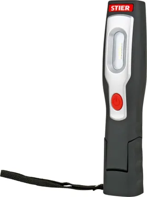 Produktbild von STIER LED-Arbeits-/Werkstattleuchte, 350 Lumen, brillantes Licht 80 Lumen Hochleistungs-Spotlight, 180° Klappdesign, 2 rückseitige Haken und Micro USB-Ladekabel, ideal für jede Werkstatt