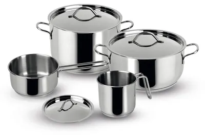 Productafbeelding van Pannenset van roestvrij staal, 7-delige set, inclusief melkpan 12 cm