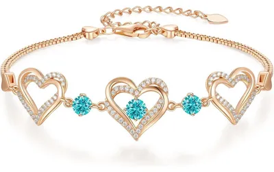 Produktbild von Armband Damen 925 Sterling Silber Herz Rosegold Geburtsstein Dezember Zirkonia