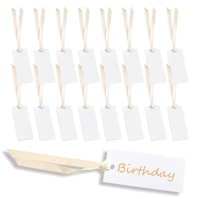100 Tischkarten mit hellbraunem Band, 3,5 x 8 cm, Hochzeit