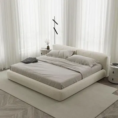 Image de Lit rembourré Gris Design moderne Confort Dormir Style Lit de luxe Élégant