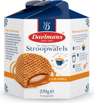 Produktbild von Daelmans Karamell Stroopwafels in Hexa Box - 8 Waffeln, 230g, holländische Spezialität