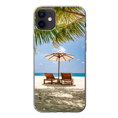 Produktbild von MuchoWow® Handyhülle Schutzhülle Hülle für iPhone 12 mini Strand - Strandkorb - Sonnenschirm Silikon Softcase Handy Hülle - Bild