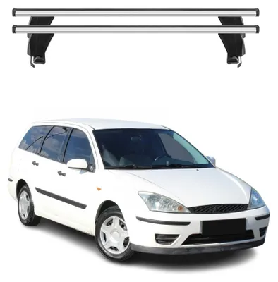 Produktbild von Menabo Dachträger Grundtäger für Ford Focus Turnier 1998-2005 50kg Alu Silber 2x, KI-generiertes Bild