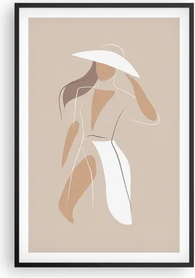 Produktbild von Gerahmtes Poster - Schwarzer Rahmen - Minimalismus Frau Buntstift - 61x91,5 cm - Wand Bild - Wanddeko - Wandbilder - Kunstposter - Wandposter - Bilderrahmen - Bilder - Kunstdruck - P2BPA61x91-4603