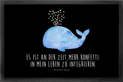 Produktbild von Mr. & Mrs. Panda Schmutzmatte Wal Konfetti 50 x 75 cm - Schwarz - Geschenk, Abtreter, Trennung, Fussmatte, Bodenvorleger, Schmutzfangmatte, Geburtstag, Meer, Türmatte