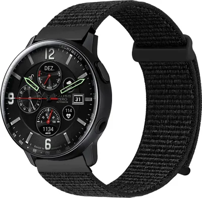 Produktbild von Smartwatch Armband für Samsung Galaxy Watch Active2 44mm Nylon Textil Band Ersatzband Wechselband Klettverschluss flexibel atmungsaktiv Schwarz