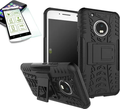Produktbild von Hybrid Case 2teilig Schwarz für Lenovo Moto G5 Plus + Hartglas Tasche Hülle