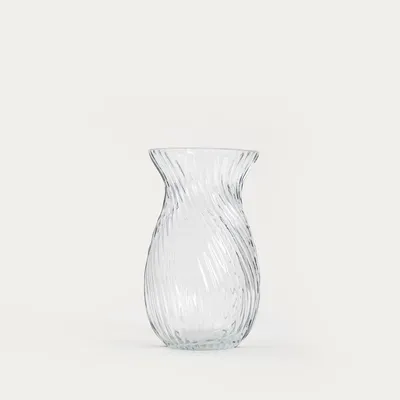 Zdjęcie produktu dla HOMLA Wazon YUUE szklany ryflowany transparentny 12x20,5 cm