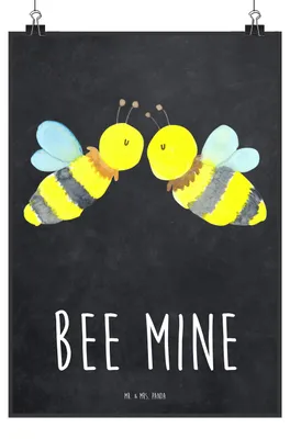 Produktbild von Mr. & Mrs. Panda Bild Biene Liebe DIN A1 - Kreidetafel - Geschenk, wanddeko, kunstdruck poster, drucke, Wandbild