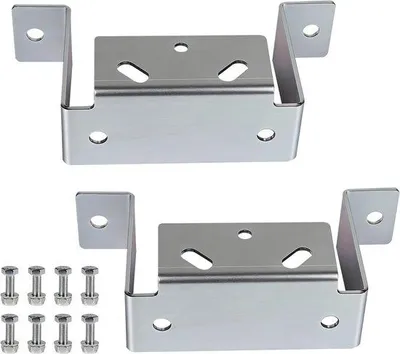 Productafbeelding van SnelShoppen - Set van 2 Trailer Steunhouders, Verstelbare Bouten en Schroeven, Traileraccessoires, Montagesysteem voor Parkeersteunen, Staal, 3.1 mm D