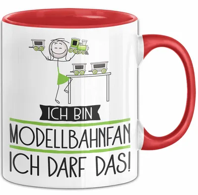 Produktbild von Geschenk für Modellbahnfan Tasse Lustige Geschenkidee Geburtstag Ich Bin Modellbahnfan Ich Darf Das (Rot)