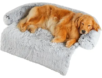 Image de Lit pour chien, taille XXL, 110x105x15 cm, gris clair, lavable, en peluche, antidérapant