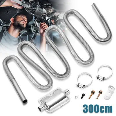 Produktbild von Eikuavons Edelstahl Abgasschlauch 300 cm, flexibles Auspuffrohr mit Schalldämpfer für Fahrzeug-Standheizung
