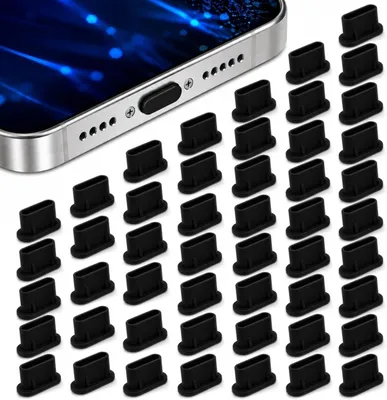 Produktbild von Silikon-Staubstopfen – 50 Stück – Staubschutzkappen für iPhone Lightning – Staubstopfen – Anti-Staub-Stopfen – Staubdichter Anschlussstopfen