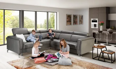 Produktbild von Heim Kino Sofa Couch Polster Couchen Sofas Eck Garnitur Relax Fußstützen Leder