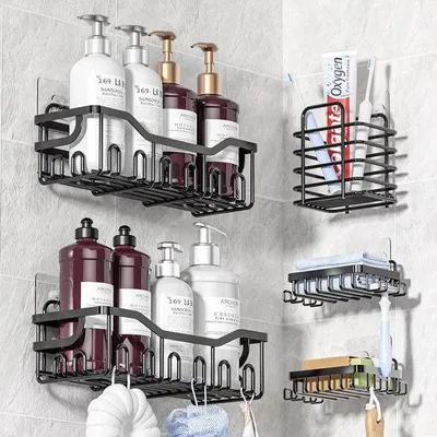 Image de Ensemble de 5 étagères de salle de bain en acier inoxydable