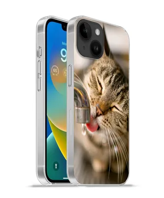 Produktbild von MuchoWow® Handyhülle Schutzhülle Hülle für Apple iPhone 14 - Softcase Katze - Wasserhahn - Getränk Silikon Softcase Handy Hülle - Mobiltelefonhülle
