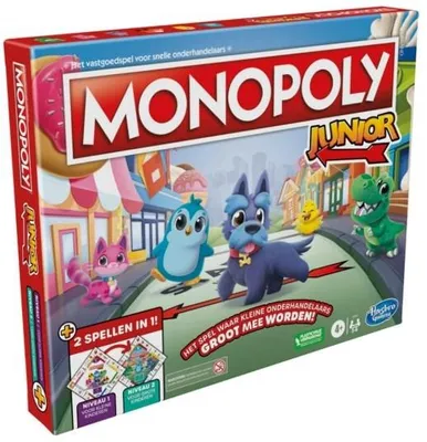 Produktbild von Hasbro Monopoly Junior Brettspiel - 2 Spiele in 1 für Kinder