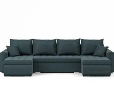 Zdjęcie produktu dla Narożnik Luis, narożnik U-kształt, sofa, kanapa, z funkcją spania, pojemnik na pościel, dekoracyjne pikowanie, meble tapicerowane, Neve 77, niebieski