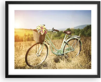 Produktbild von Gerahmtes Poster - Schwarzer Rahmen - Fahrrad Wiese Blumen - 50x40 cm - Wand Bild - Wanddeko - Wandbilder - Kunstposter - Wandposter - Bilderrahmen - Bilder - Kunstdruck - Wandbild - P2BAA50x40-4206