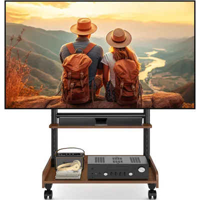 Produktbild von TVON Brauner TV Ständer Rollbar TV Rollwagen Für 40 bis 86 Zoll Fernseher bis zu 68 KG Max VESA 600x400 mm