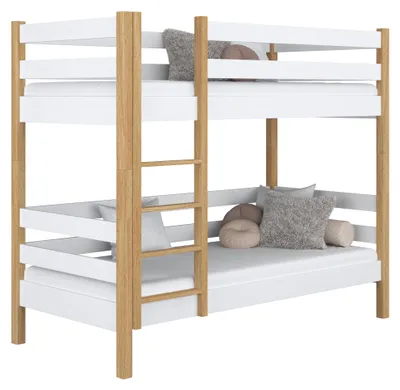 Immagine prodotto di Letto a castello in legno N01 Bianco / Rovere naturale 80x190