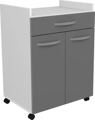 Image de Desserte de Cuisine OSLO, 60 cm, 1 Tiroir, 1 Porte, Gris Brillant, L 60 x P 44 x H 81 cm